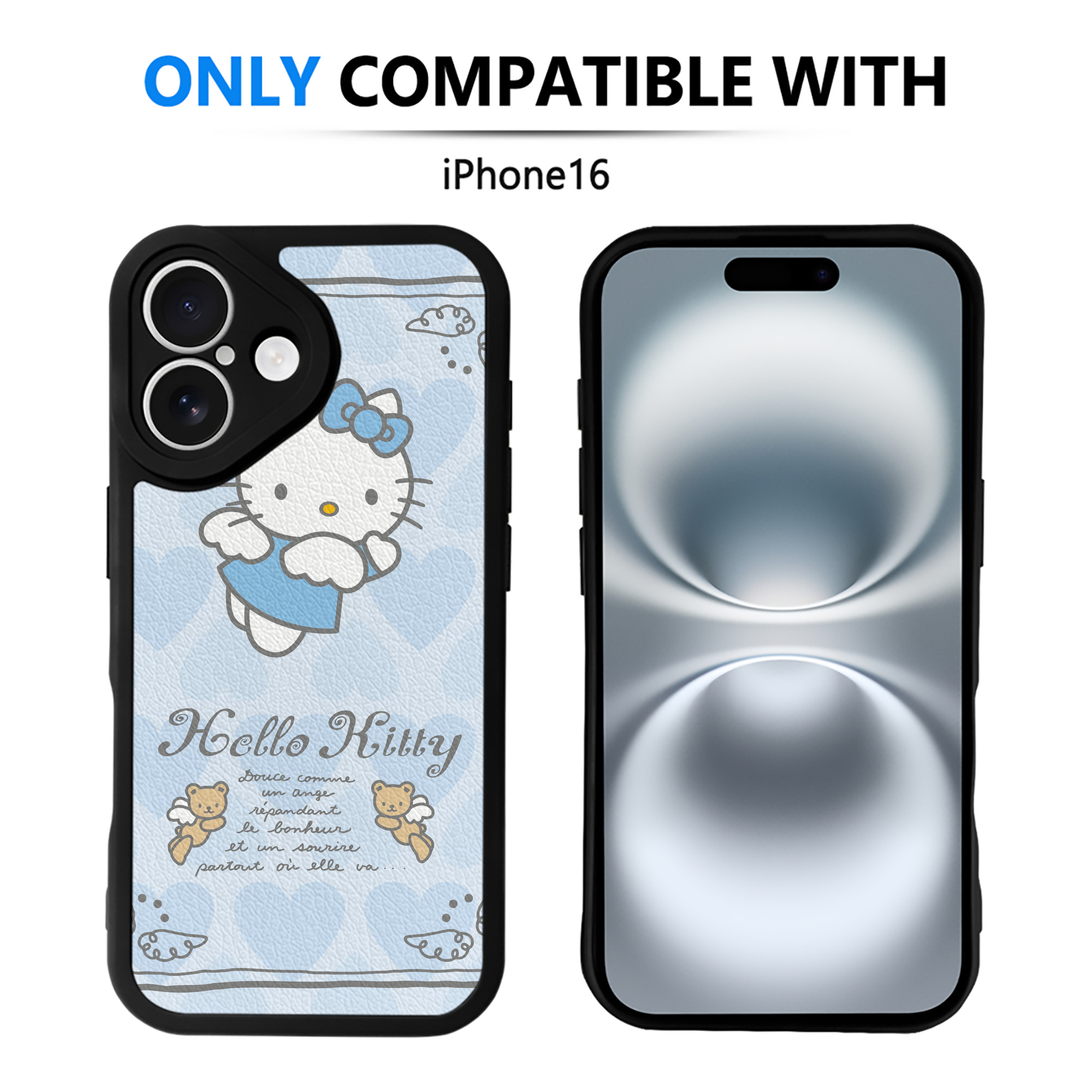 （画像用） Hello Kitty ハローキティ 【iPhone 16シリーズ対応】シリコンスマホケース（レザー調） 材質：シリコン